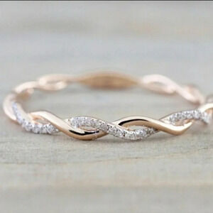 Delicate Rose Gold Twisted Ring Size 9